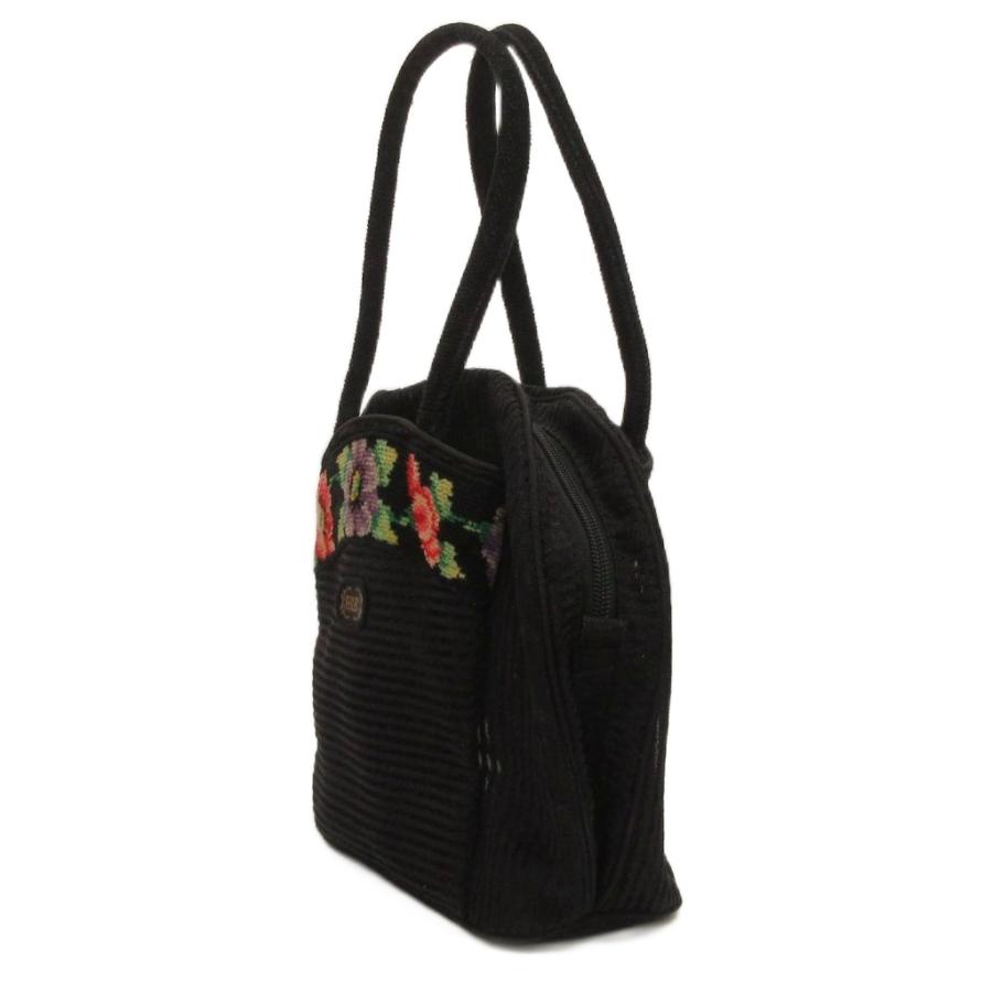 フェイラー FEILER ハンドバッグ メッシュ 透け感 ポピーズ 花 黒