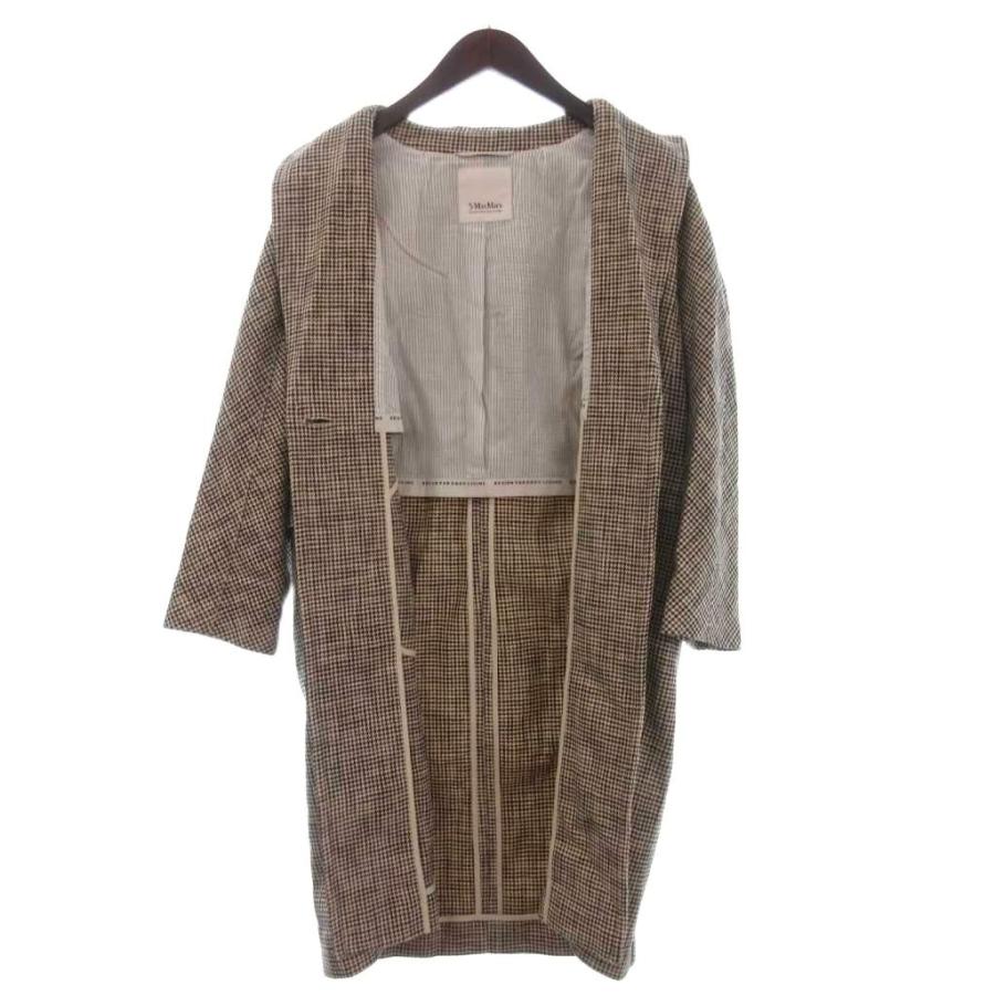 Sマックスマーラ 'S Max Mara チェスターコート 千鳥格子 長袖 コットン 40 ベージュ 黒 ブラック レディース