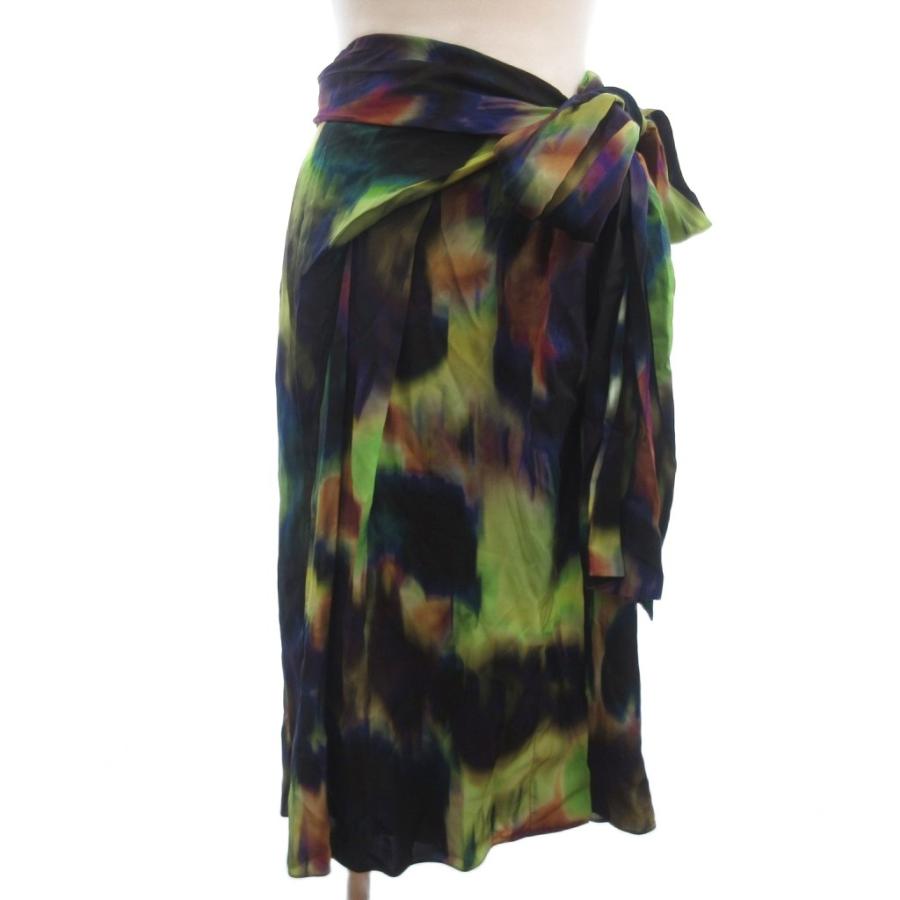 【中古】ドリスヴァンノッテン DRIES VAN NOTEN ラップスカート 巻き ミモレ丈 スカーフドッキング マルチカラー 36 ☆AA★ レディース ドリスヴァンノッテン DRIES VAN NOTEN ラップスカート 巻き ミモレ丈