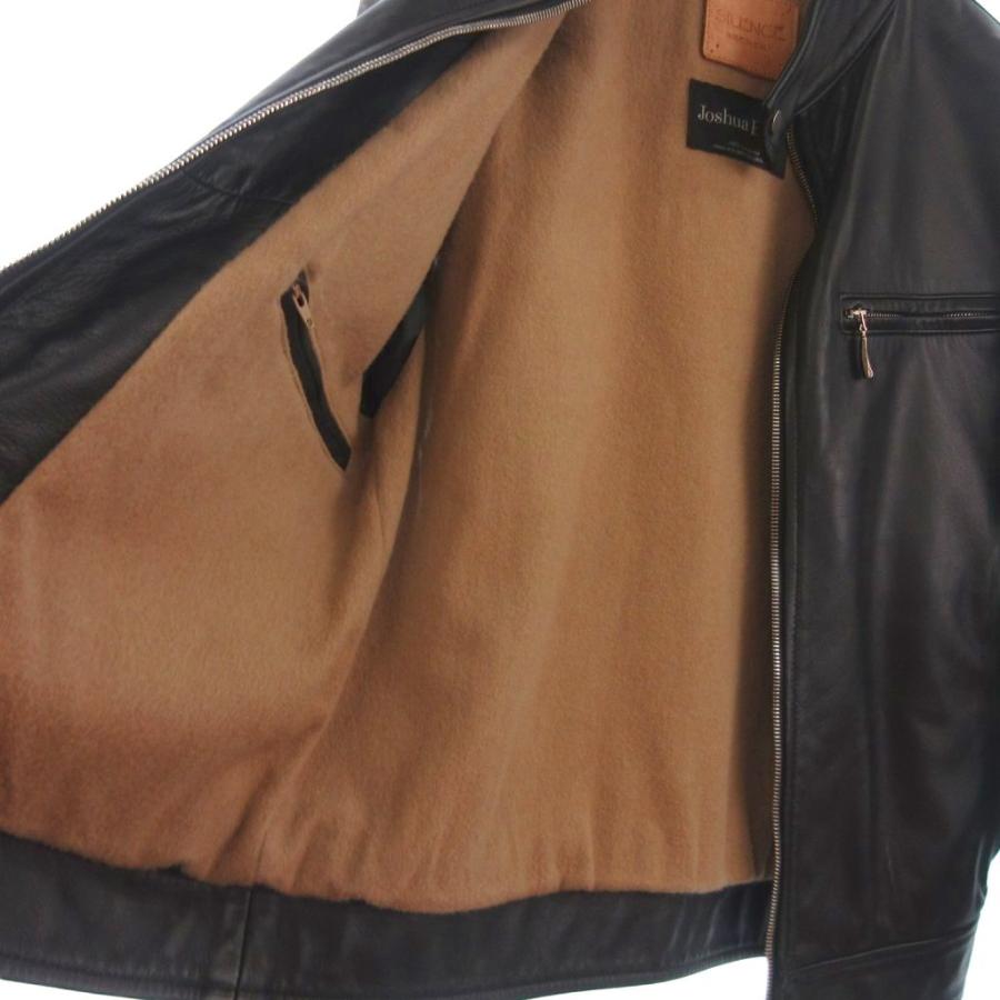 【中古】サイレンス Joshua Ellis ライダースジャケット シングル フルジップ レザー キャメル 黒 ブラック 40 サイレンス SILENCE Joshua Ellis ライダースジャケット シングル