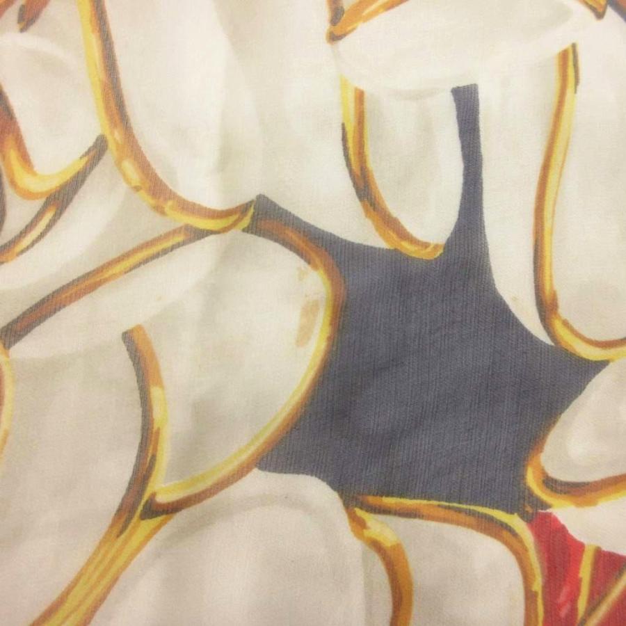 CHANEL（シャネル） 大判スカーフ チーフ シルク 花柄 紺 ネイビー