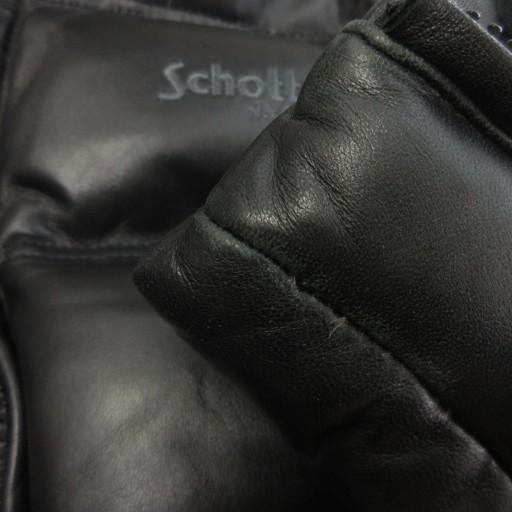 【中古】ショット SCHOTT ダウンジャケット モーターサイクル ブルゾン ライン 3151038 刺繍 ラムレザー 黒 M ショット SCHOTT ダウンジャケット モーターサイクル ブルゾン ライン