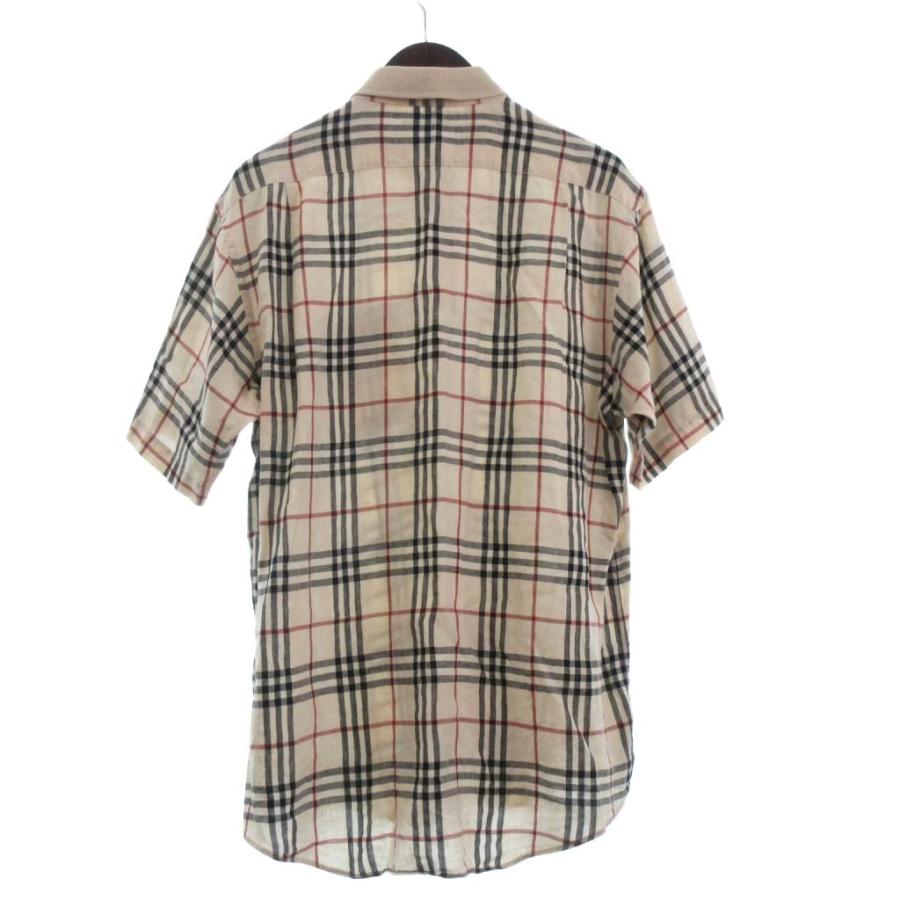 バーバリー ロンドン BURBERRY LONDON リネンシャツ 半袖 ロゴ 刺繍