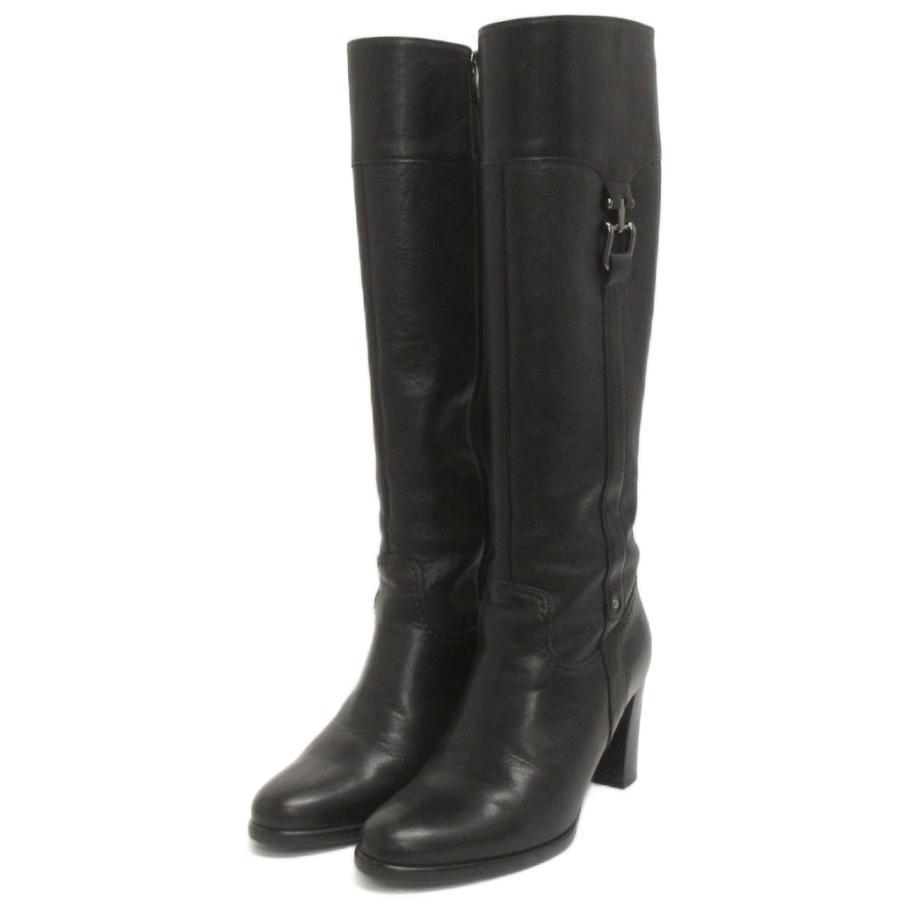 DIANA（ダイアナ） ロングブーツ サイドジップ レザー 黒 ブラック