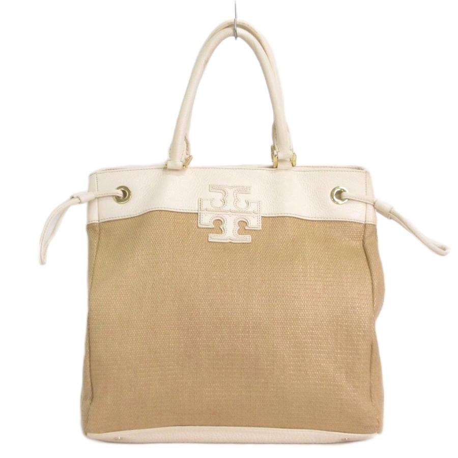 TORY BURCH（トリーバーチ） トートバッグ ロゴ 異素材 切替 レザー