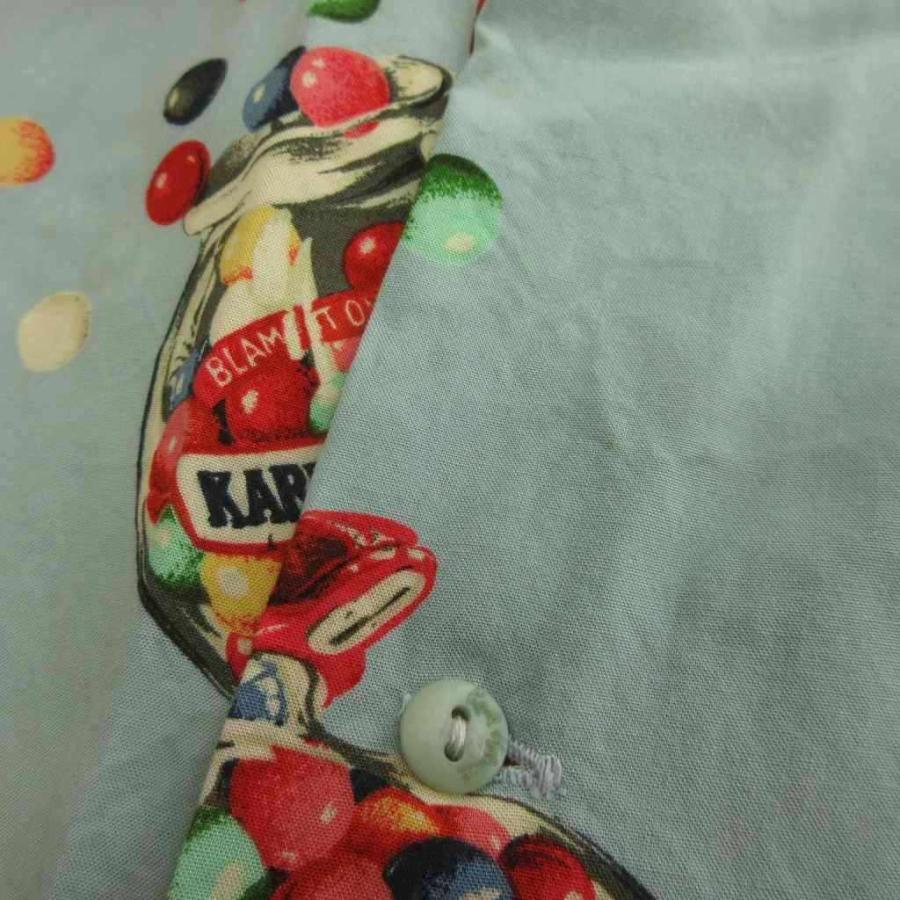 カールヘルム Karl Helmut ブルー系 L 開襟 アロハシャツ 半袖