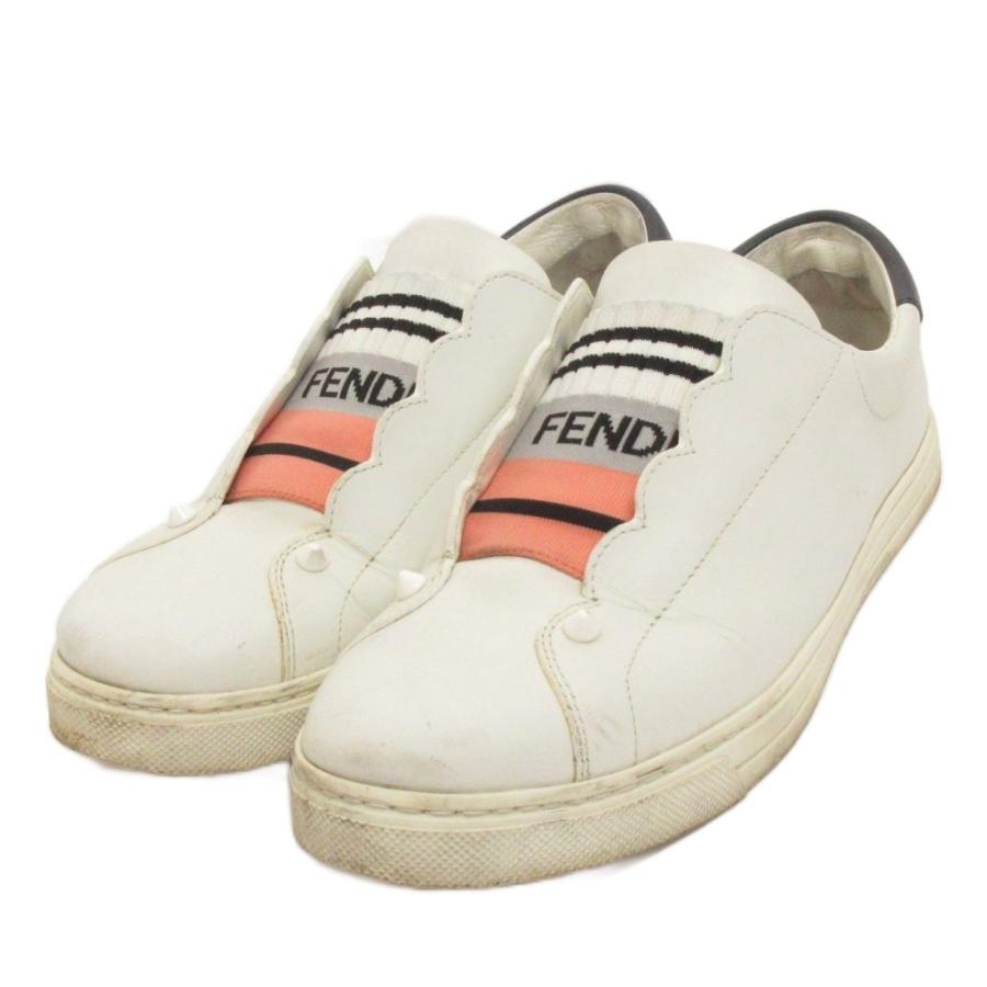 【中古】フェンディ FENDI スニーカー シューズ ローカット レザー 8E6592 白 ホワイト 38 レディース FENDI（フェンディ） スニーカー シューズ ローカット レザー 8E6592
