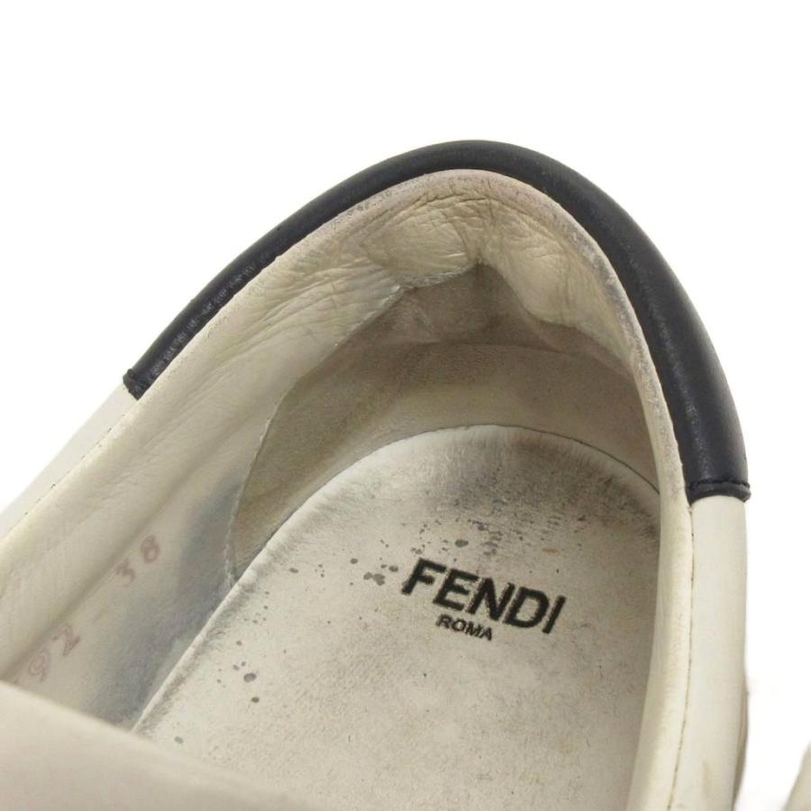 【中古】フェンディ FENDI スニーカー シューズ ローカット レザー 8E6592 白 ホワイト 38 レディース FENDI（フェンディ） スニーカー シューズ ローカット レザー 8E6592