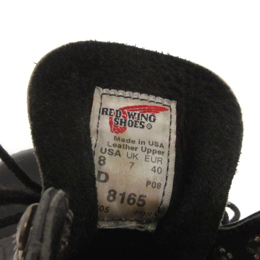 【中古】レッドウィング REDWING 8165 レザーブーツ ショート ロゴ 刻印 黒 ブラック US8 26cm位 靴 メンズ RED WING SHOES（レッドウィング） REDWING 8165 レザーブーツ