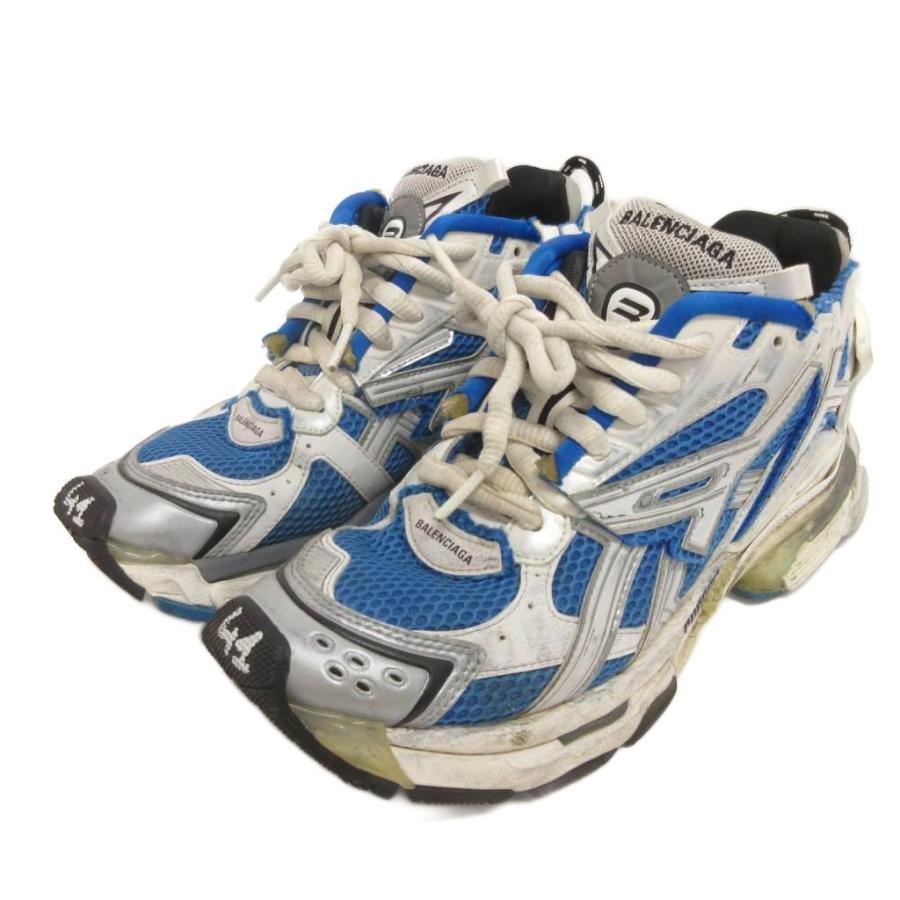 【中古】バレンシアガ ランナー RUNNER スニーカー シューズ USED加工 ダメージ加工 677403 27cm 白 青 BALENCIAGA（バレンシアガ） ランナー RUNNER スニーカー シューズ