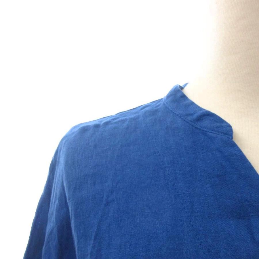 ミズイロインド リネン100％ ドルマンスリーブシャツ ブルー ミズイロインド mizuiro ind ドルマンスリーブシャツ ブラウス リネン