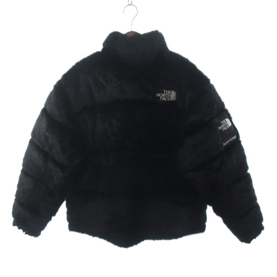 【中古】ザノースフェイス シュプリーム ヌプシ ダウンジャケット フェイクファー ロゴ刺繍 黒 ブラック M ☆AA★ THE NORTH FACE（ザ ノースフェイス） シュプリーム ヌプシ ダウン