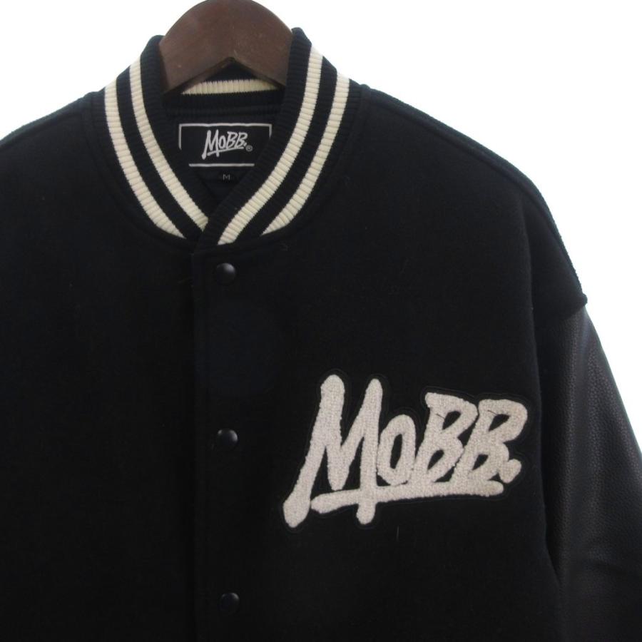 モブ MOBB スタジャン ブルゾン ワッペン ロゴ ライン 黒 ブラック M