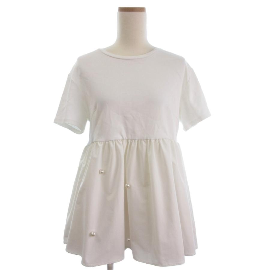 マイストラーダ Mystrada ブラウス カットソー 半袖 パール装飾 切替