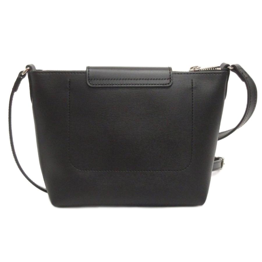 良品 ロンシャン ショルダーバッグ 斜め掛け レザー 黒 ブラック 型押しロゴ 美品】ロンシャン ショルダーバッグ ナイロン レザー 黒 ロゴ型押し