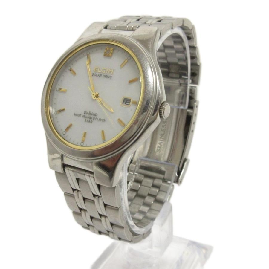 エルジン ELGIN 腕時計 アナログ 3針 デイト ソーラー FK-1323-C 文字