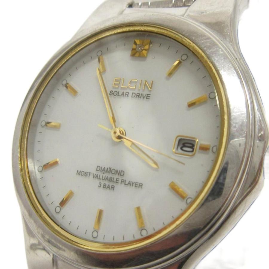 エルジン ELGIN 腕時計 アナログ 3針 デイト ソーラー FK-1323-C 文字