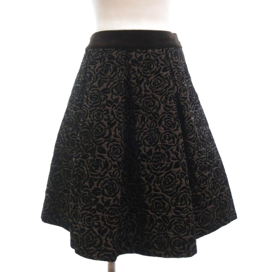 エムズグレイシー M'S GRACY フレアスカート ひざ丈 総柄 バラ 38 □TC