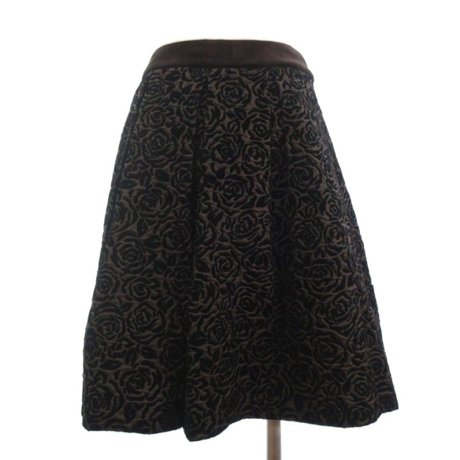 エムズグレイシー M'S GRACY フレアスカート ひざ丈 総柄 バラ 38 □TC