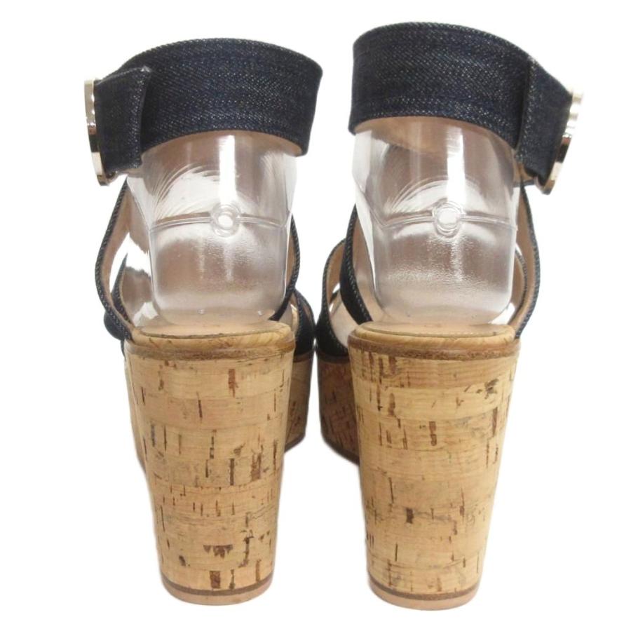 ジャンヴィトロッシ Gianvito Rossi 美品 サンダル デニム 厚底 コルク