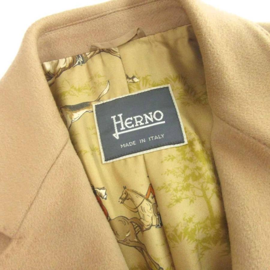 ヘルノ HERNO テーラードジャケット ブレザー 裏地総柄 カシミヤ混 茶 