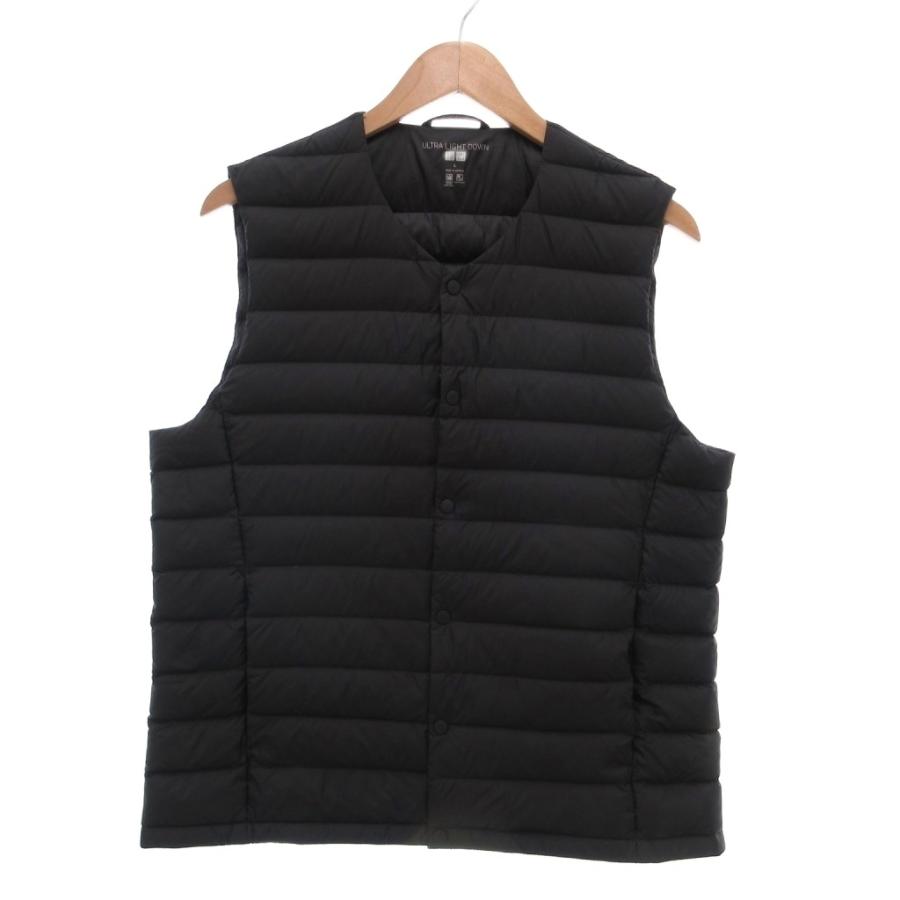 美品ユニクロ　+JダウンベストブラックL ユニクロ（UNIQLO） 美品 ウルトラライトダウンベスト 無地 軽量 311