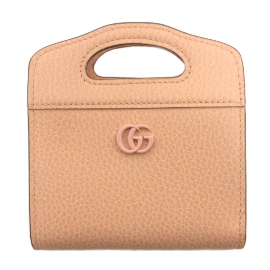 グッチ  美品 チェーンウォレット 二つ折り財布 コンパクト レザー ピンク GUCCI（グッチ） 美品 GGロゴ チェーンウォレット 二つ折り財布