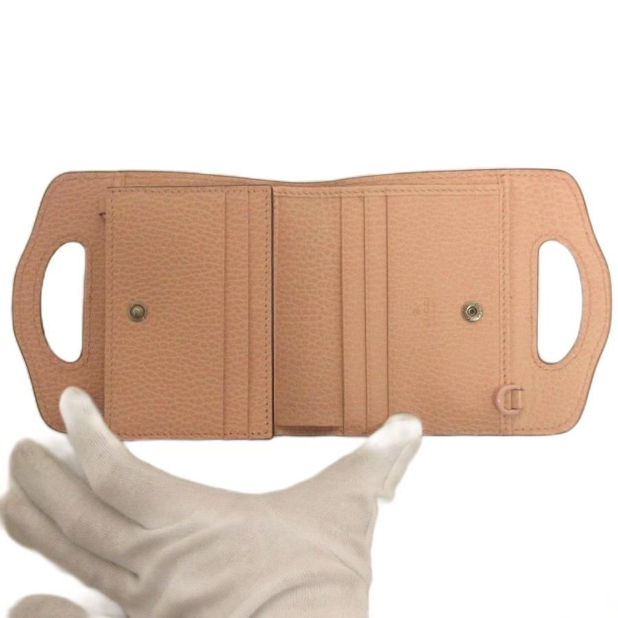 グッチ  美品 チェーンウォレット 二つ折り財布 コンパクト レザー ピンク GUCCI（グッチ） 美品 GGロゴ チェーンウォレット 二つ折り財布