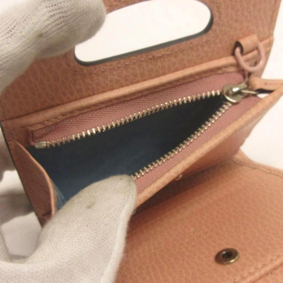 グッチ  美品 チェーンウォレット 二つ折り財布 コンパクト レザー ピンク GUCCI（グッチ） 美品 GGロゴ チェーンウォレット 二つ折り財布