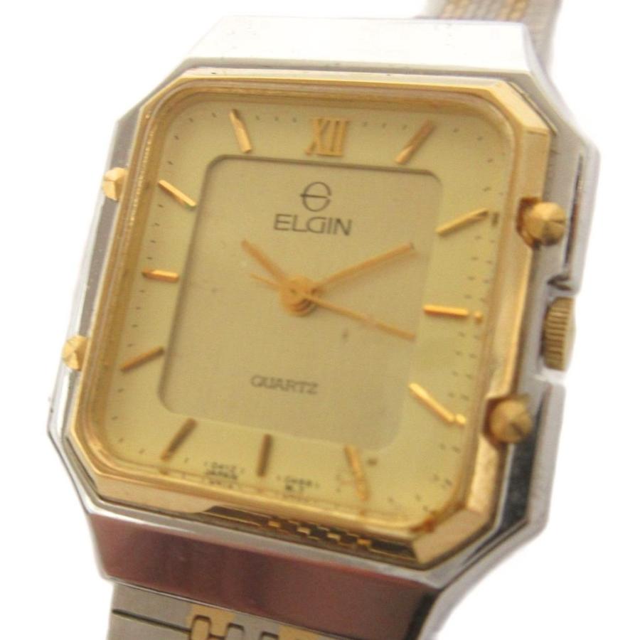 エルジン ELGIN 腕時計 クオーツ スクエア 3針 アナログ 文字盤 