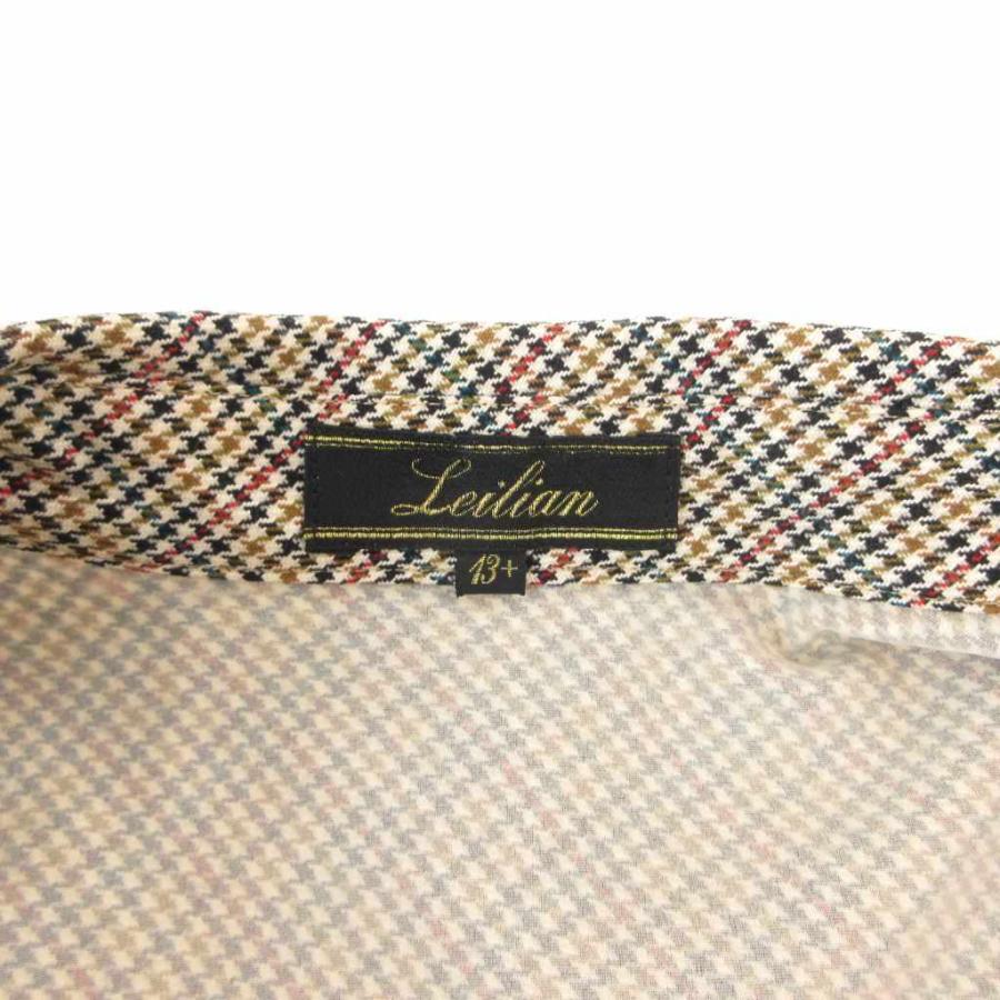 レリアン Leilian チェックシャツ ジャケット 絹 シルク混 13+ 