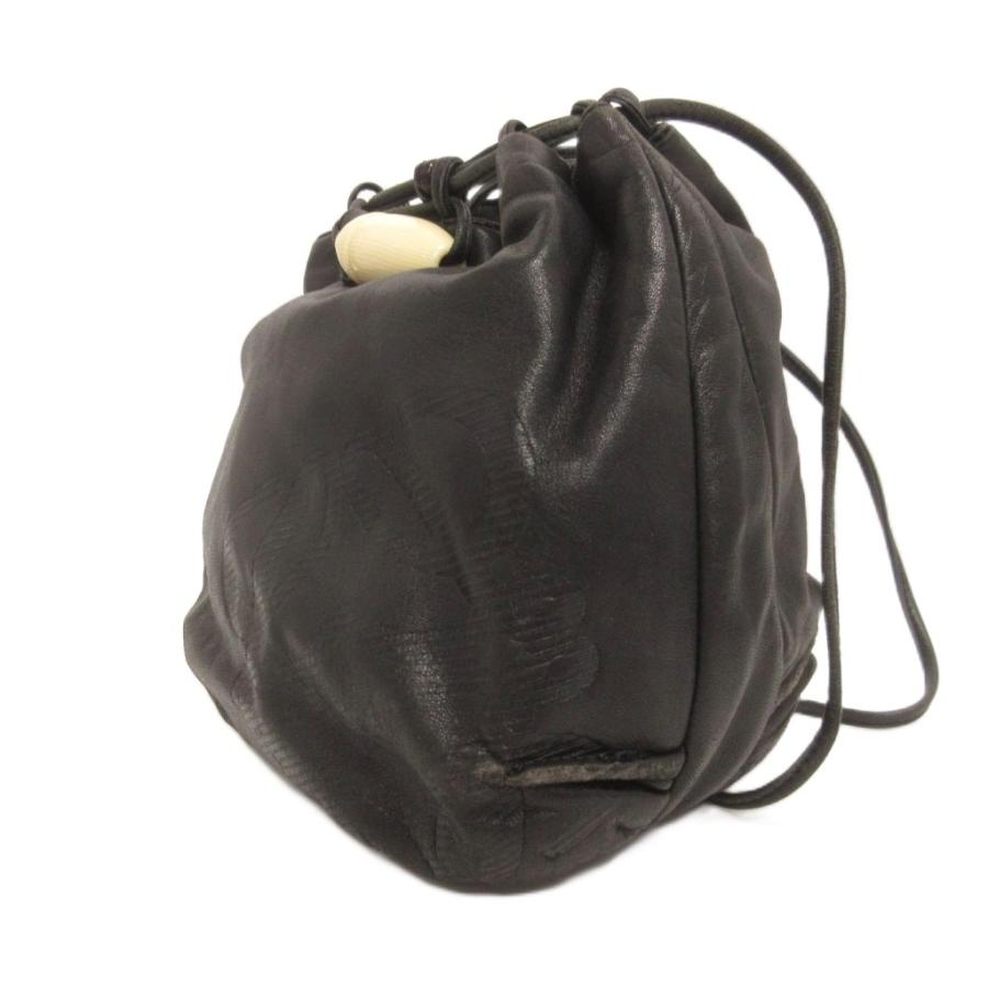 LOEWE（ロエベ） アナグラム ショルダーバッグ 巾着型 レザー 黒