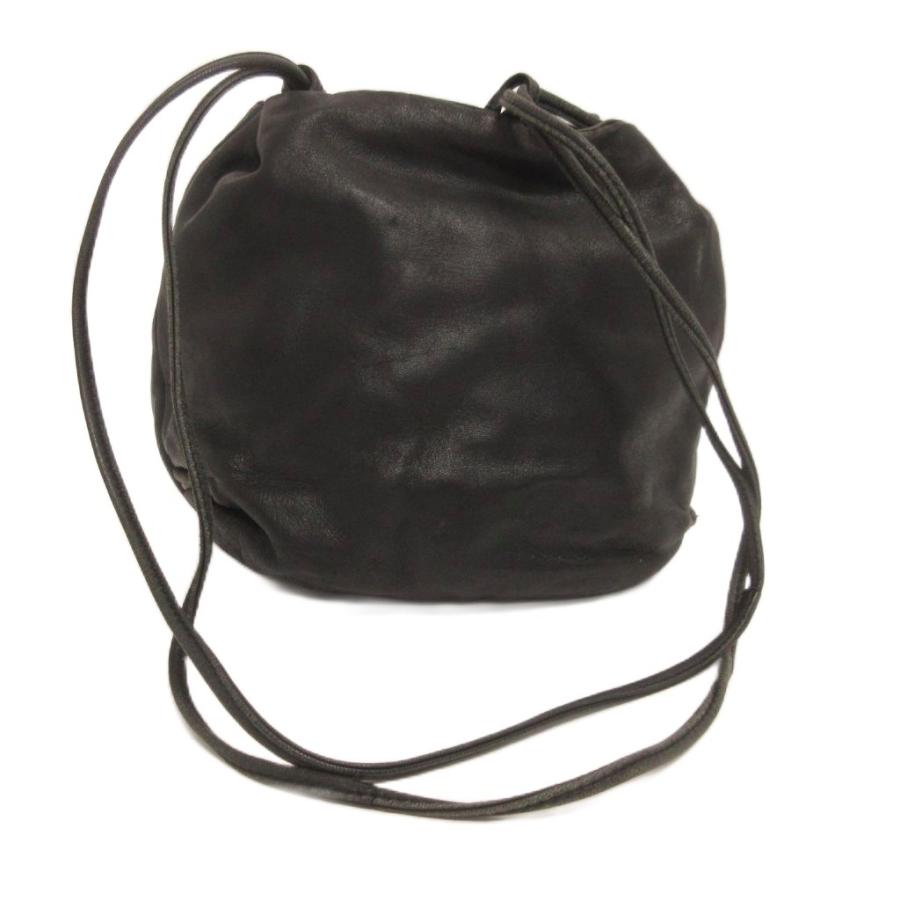 LOEWE（ロエベ） アナグラム ショルダーバッグ 巾着型 レザー 黒