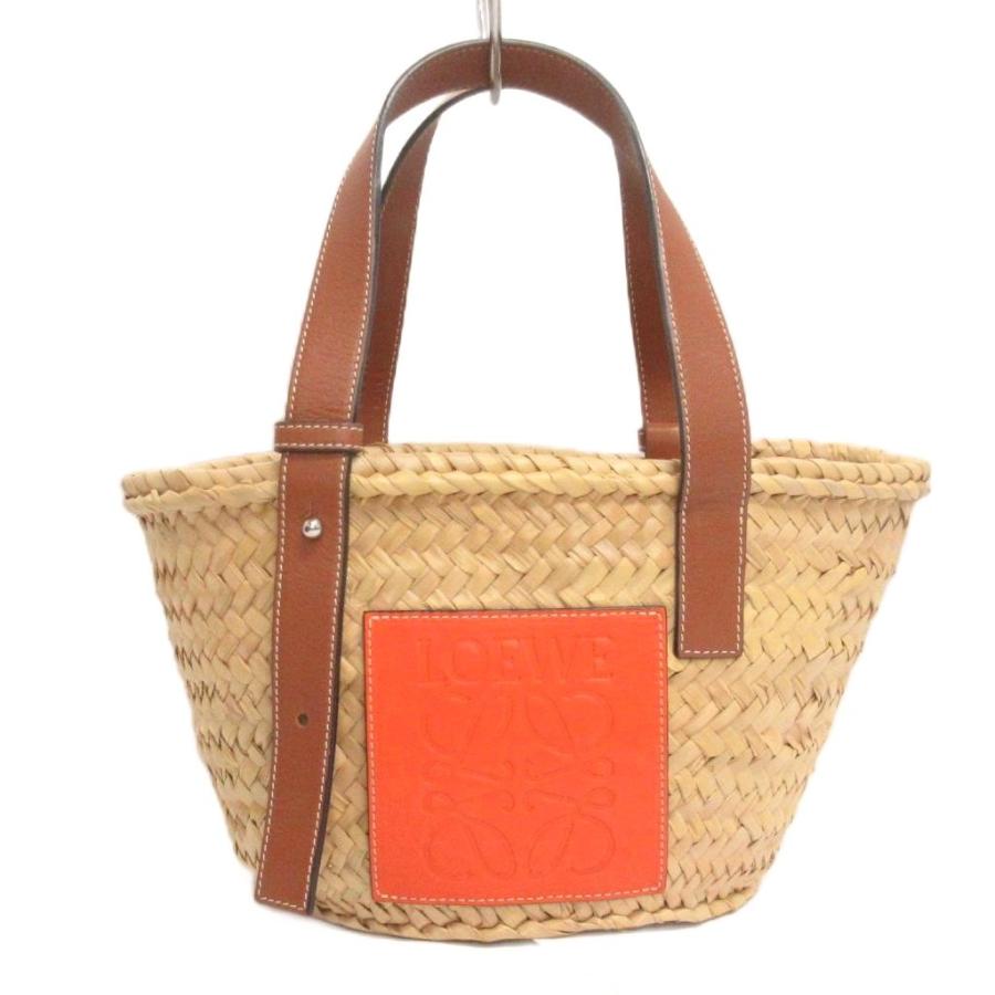 LOEWE ロエベ　カゴバッグ　かごバッグ　オレンジ LOEWE（ロエベ） バスケットバッグ かごバッグ ハンド 編み込み