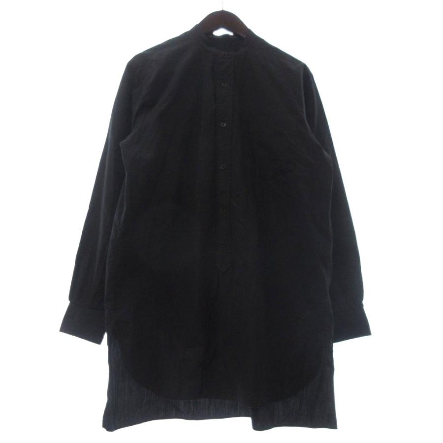 コモリ COMOLI コットンバンドカラーシャツ 長袖 無地 P01-02002 黒