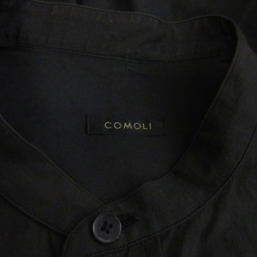 コモリ COMOLI コットンバンドカラーシャツ 長袖 無地 P01-02002 黒