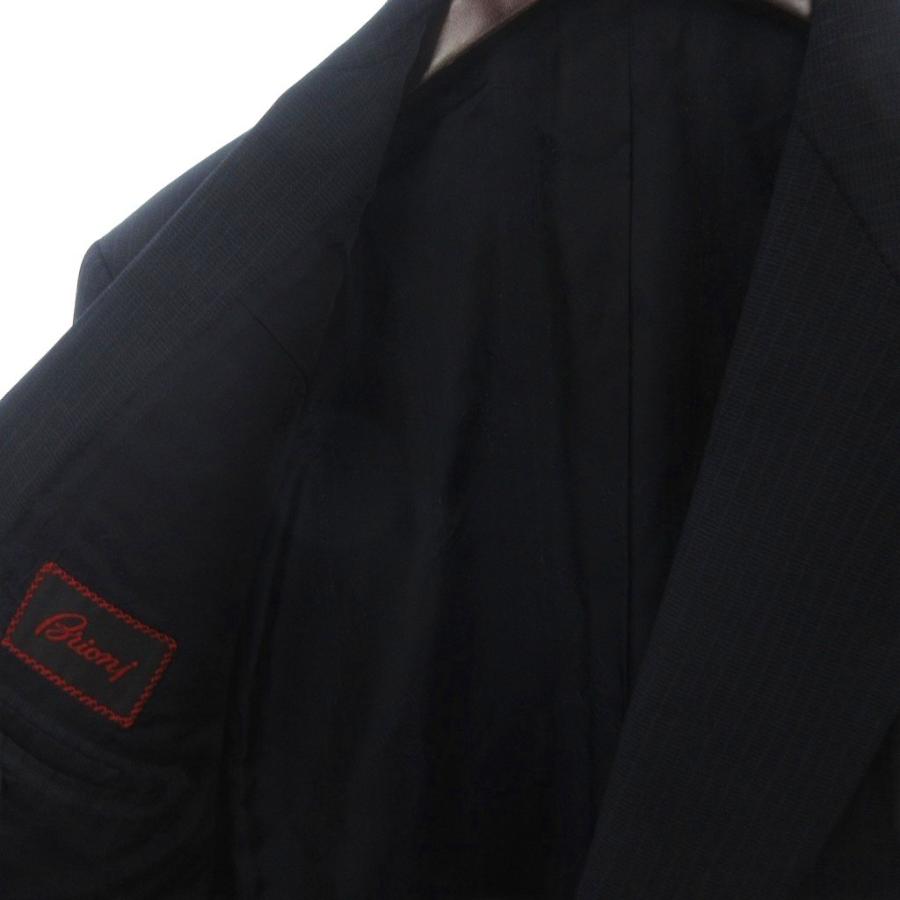 ブリオーニ 美品 テーラードジャケット ダブル ウール ストライプ 紺 52 ブリオーニ BRIONI 美品 テーラードジャケット ダブル ウール