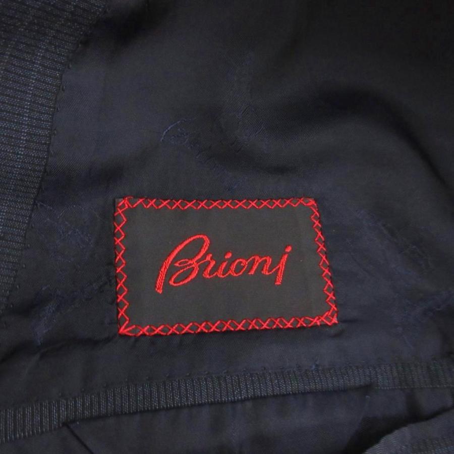 ブリオーニ 美品 テーラードジャケット ダブル ウール ストライプ 紺 52 ブリオーニ BRIONI 美品 テーラードジャケット ダブル ウール