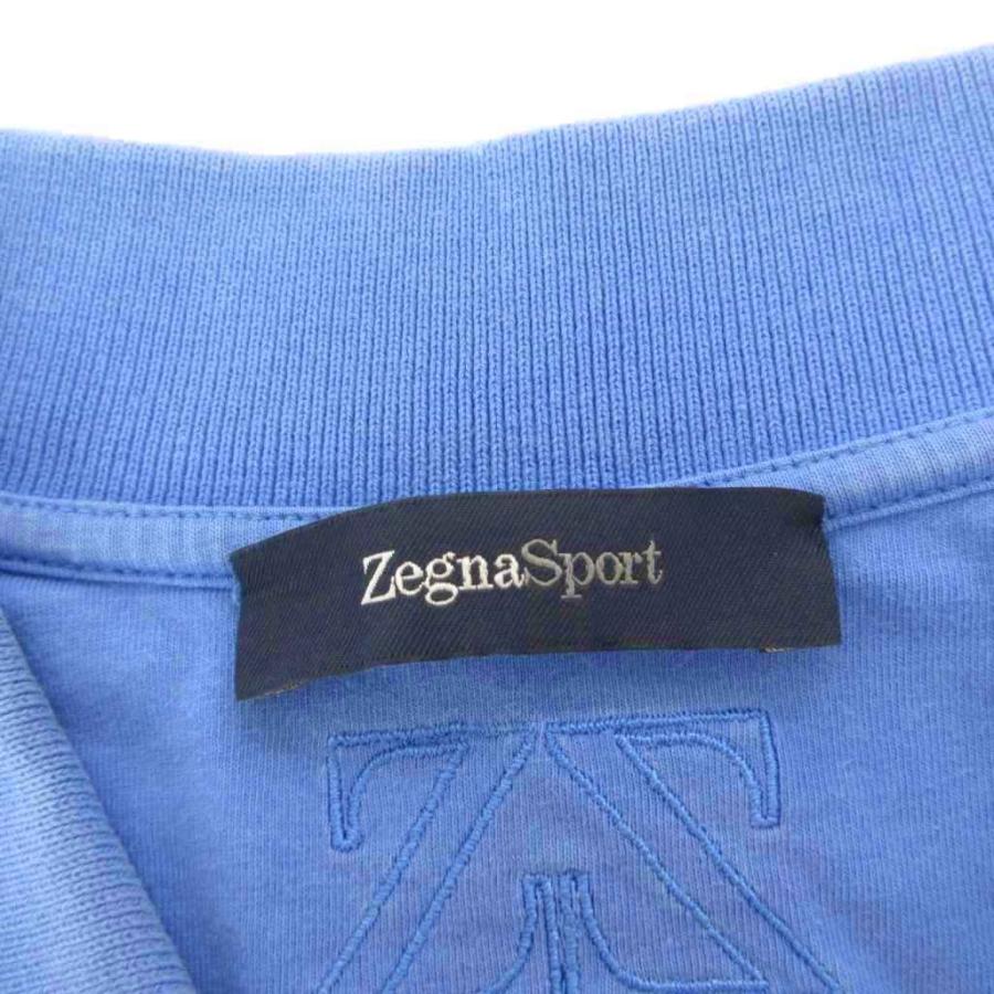ゼニア スポーツ Zegna Sport ポロシャツ 青 ブルー 半袖 ライン /NL