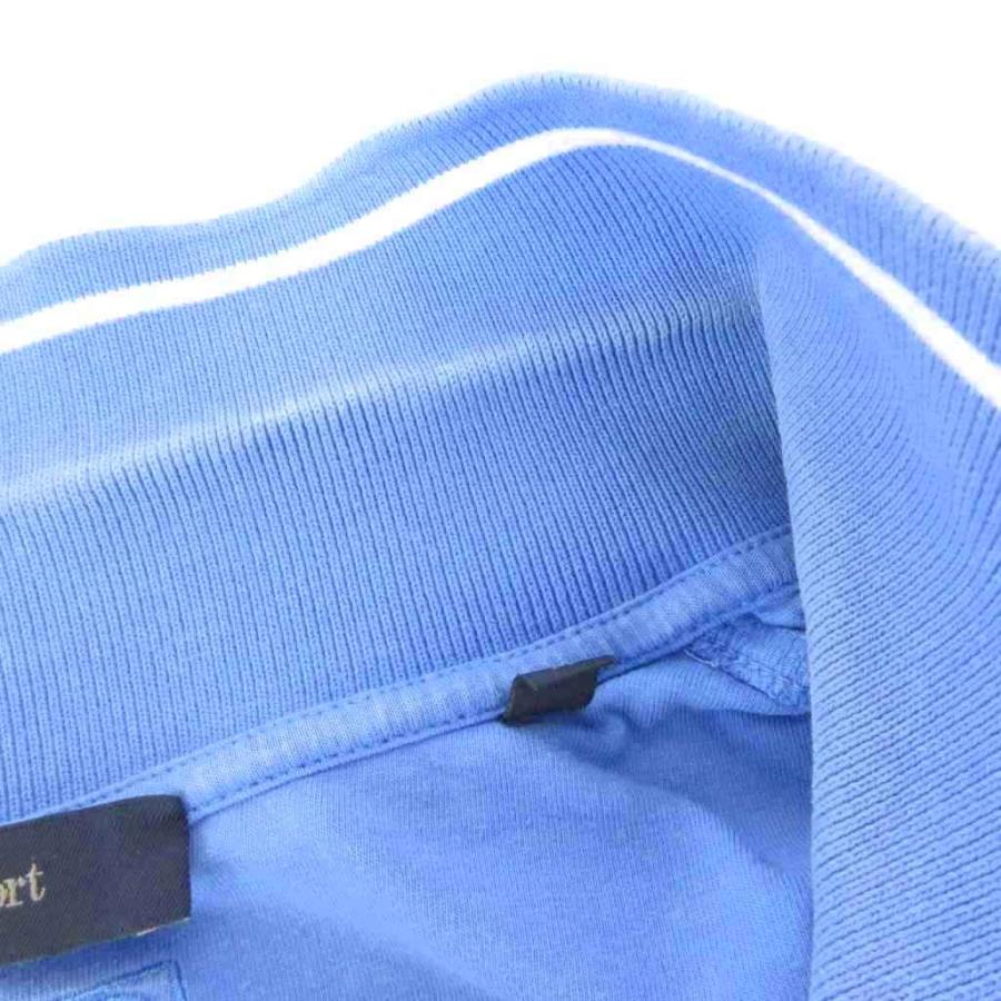 ゼニア スポーツ Zegna Sport ポロシャツ 青 ブルー 半袖 ライン /NL
