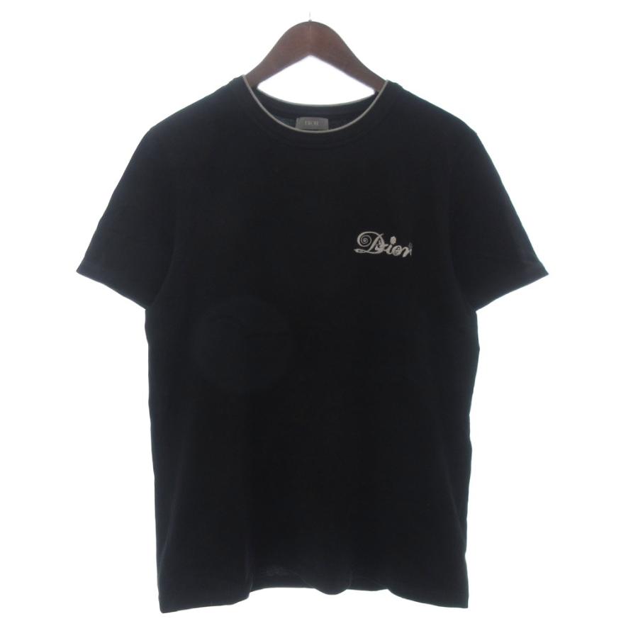 ディオールオム 黒 Tシャツ CDロゴ刺繍 DIOR メンズ M 半袖 ディオールオム Dior HOMME AND KENNY SCHARF Tシャツ カットソー 半袖