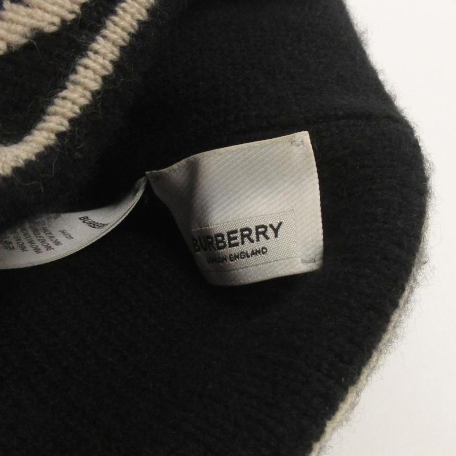 BURBERRY（バーバリー） ビーニー ニット帽 ロゴ ウール 黒 ブラック