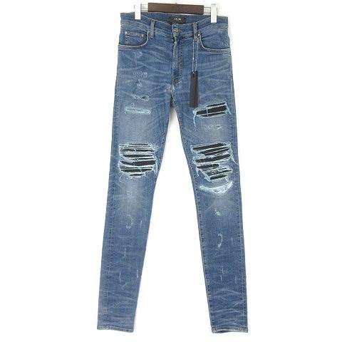 中古 アミリ Amiri ファッション Mx1 インディゴ デニムパンツ ジーンズ レザーパッチ メンズ ベクトル 30 スキニー インディゴ メンズ 003 ブランド古着販売のベクトル 古着 あす楽 送料無料