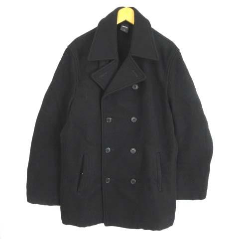 87 Off 中古 シップス Ships Pコート ピーコート メルトンコート ウール ベーシック ブラック 黒 L メンズ ベクトル 古着