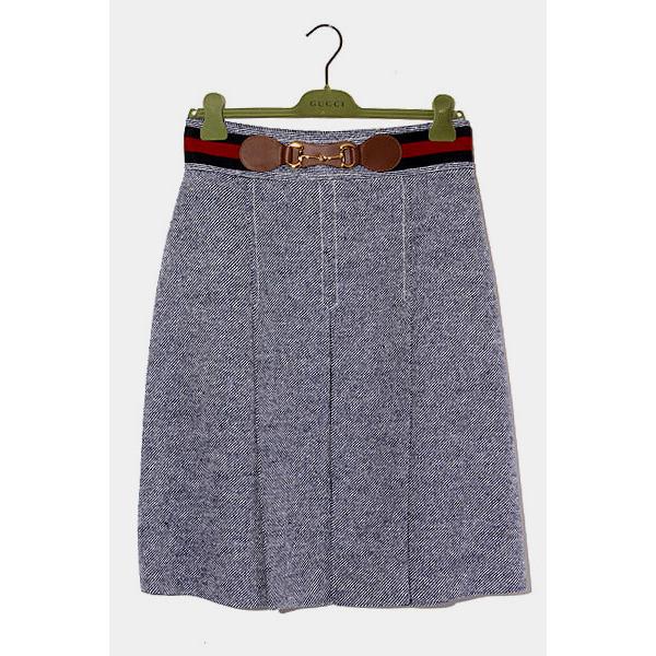 激安ブランド 未使用品 21ss Gucci グッチ Horsebit Detail Pleated Skirt ホースビット ひざ丈 プリーツスカート 46 Blue 青 レディース ベクトル 古着 最安値に挑戦 Nooitmeergrasmaaien Be