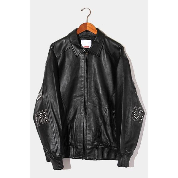 18SS Supreme シュプリーム Studded Arc Logo Leather Jacket スタッズ 