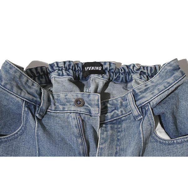 OPENINGAC オープニングアクト ダメージ加工 ワイドデニムパンツ OPENING ACT] ブラックオーバーダイサイドジップオーバーデニム
