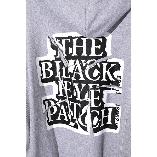 Black Eye Patch 取扱注意希少オールグレー M フード刺繍パーカー Black Eye Patch 取扱注意希少オールグレー M フード刺繍パーカー