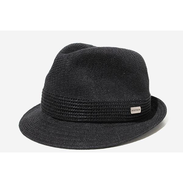 【中古】STETSON ステットソン リネン混 中折れ ソフトハット 帽子 M(56) BLACK ブラック SE105-18S00 /◆ メンズ STETSON ステットソン リネン混 中折れ ソフトハット 帽子 M(56) BLACK
