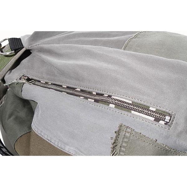 【中古】パスカル マリエ デマレ アーミー パッチワーク 巾着バッグ ショルダーバッグ khaki カーキ /● PASCAL MARIE DESMARAIS パスカル マリエ デマレ アーミー パッチ